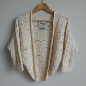 Y2K Abercrombie & Fitch wool cashmere angora cream bolero cable knit sweater M L